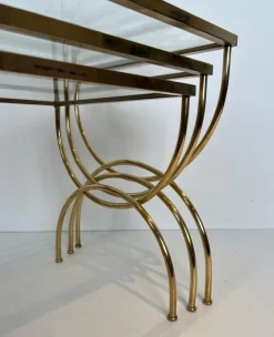Pamono Neoclassical Brass Nesting Tables, Set of 3 Outlet