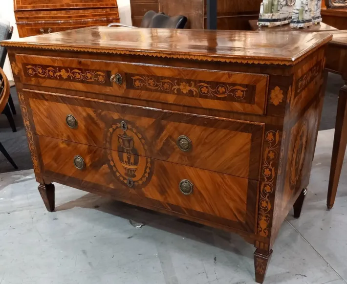 Pamono Neoclassical Chest of Drawers with Inlay Outlet