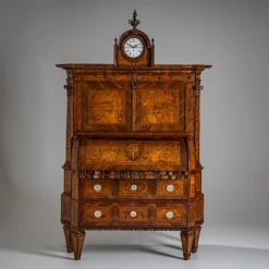 Pamono Neoclassical Cylinder Secretaire Desk with Clock, 1780 New