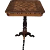 Pamono Neoclassical Italian Walnut Inlay Tripod Game Table, 1950s New