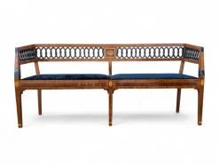 Pamono Neoclassical Style Walnut Bench with Maple Inlays Hot