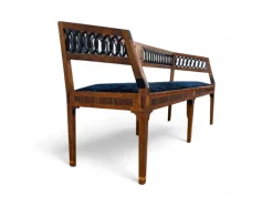 Pamono Neoclassical Style Walnut Bench with Maple Inlays Hot