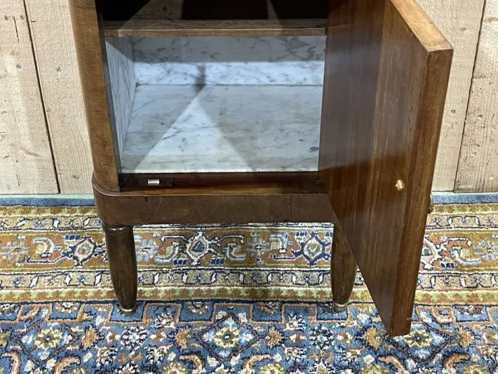 Pamono Nightstand in Marquetry and White Marble, Early 20th Century Sale
