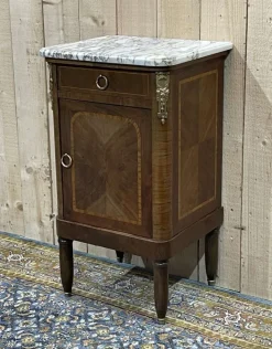 Pamono Nightstand in Marquetry and White Marble, Early 20th Century Sale
