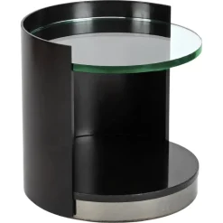 Pamono Nightstand or Side Table in Lacquered Wood and Crystal by G. Moscatelli, Italy, 1970s Best