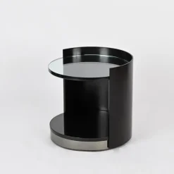 Pamono Nightstand or Side Table in Lacquered Wood and Crystal by G. Moscatelli, Italy, 1970s Best