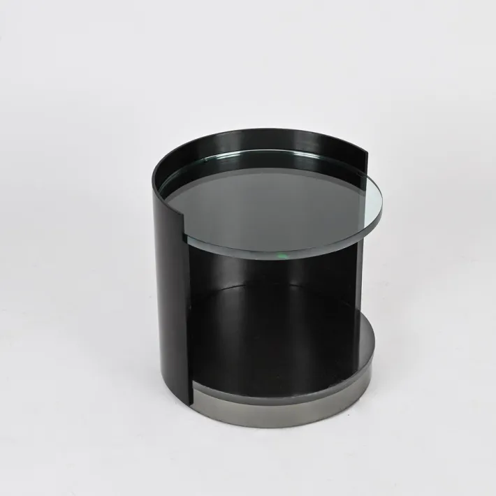 Pamono Nightstand or Side Table in Lacquered Wood and Crystal by G. Moscatelli, Italy, 1970s Best