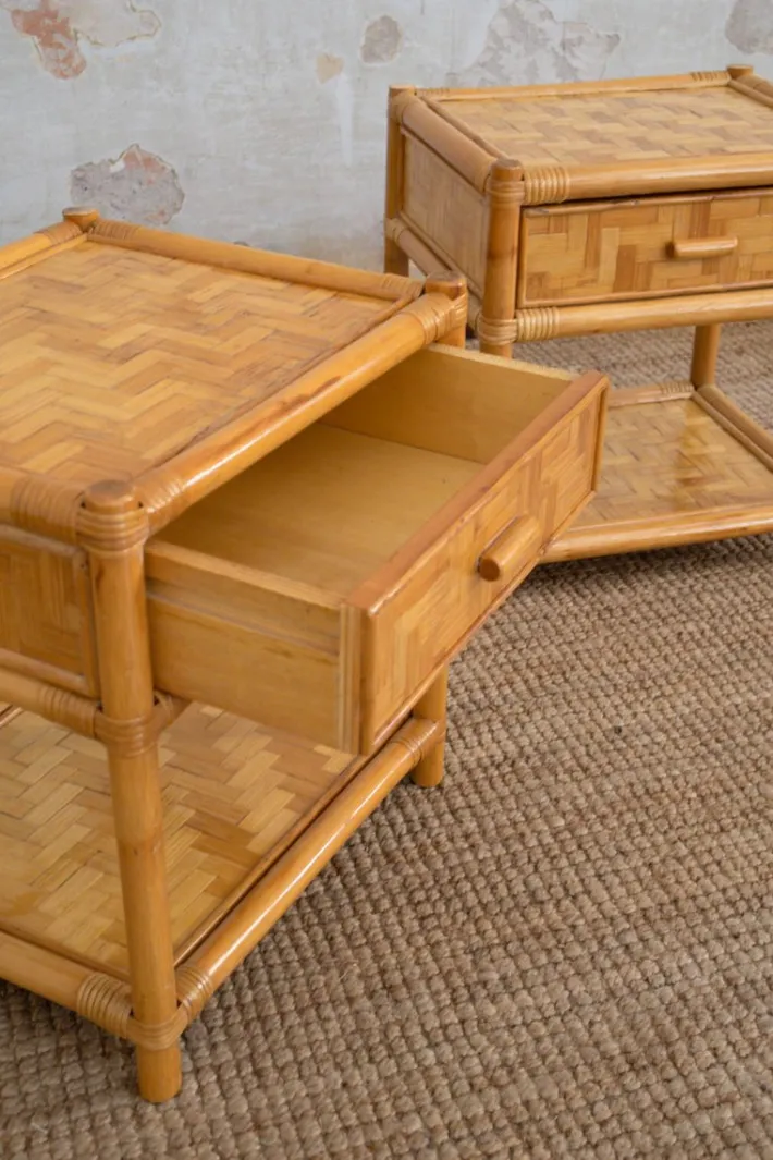 Pamono Nightstands in Pressed Bamboo, 1970s, Set of 2 Hot