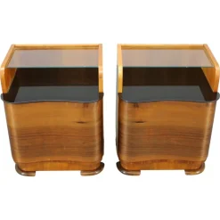 Pamono Nightstands in Walnut Finish, Czechoslovakia, 1940s, Set of 2 Clearance