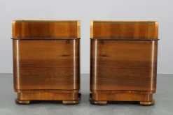 Pamono Nightstands in Walnut Finish, Czechoslovakia, 1940s, Set of 2 Clearance