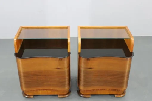 Pamono Nightstands in Walnut Finish, Czechoslovakia, 1940s, Set of 2 Clearance