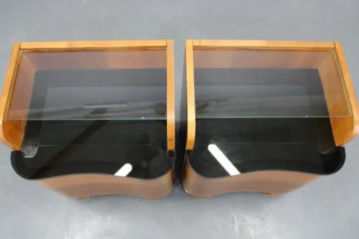 Pamono Nightstands in Walnut Finish, Czechoslovakia, 1940s, Set of 2 Clearance