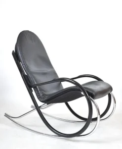 Pamono Nonna Rocking Chair in Chrome & Leather by Paul Tuttle for Strässle International, Switzerland, 1972 Online
