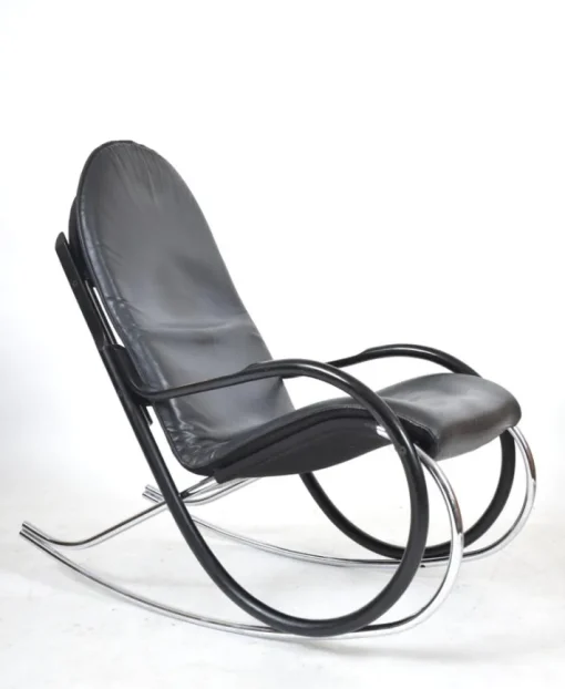 Pamono Nonna Rocking Chair in Chrome & Leather by Paul Tuttle for Strässle International, Switzerland, 1972 Online