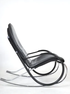 Pamono Nonna Rocking Chair in Chrome & Leather by Paul Tuttle for Strässle International, Switzerland, 1972 Online