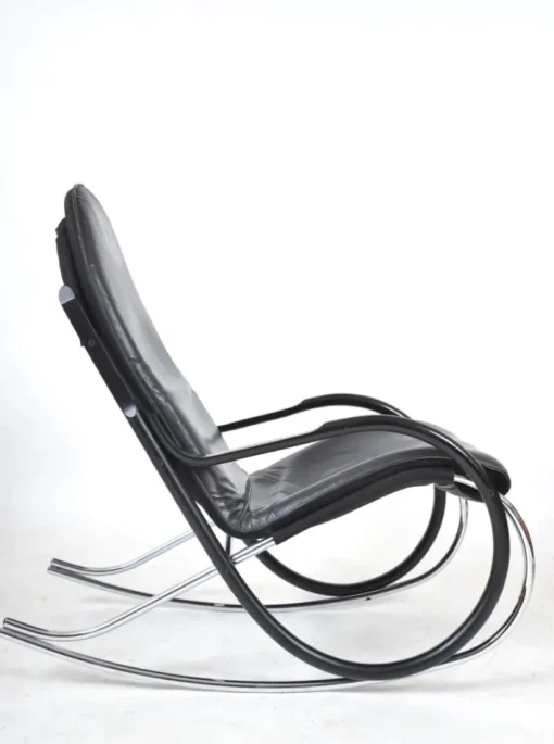 Pamono Nonna Rocking Chair in Chrome & Leather by Paul Tuttle for Strässle International, Switzerland, 1972 Online