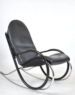 Pamono Nonna Rocking Chair in Chrome & Leather by Paul Tuttle for Strässle International, Switzerland, 1972 Online
