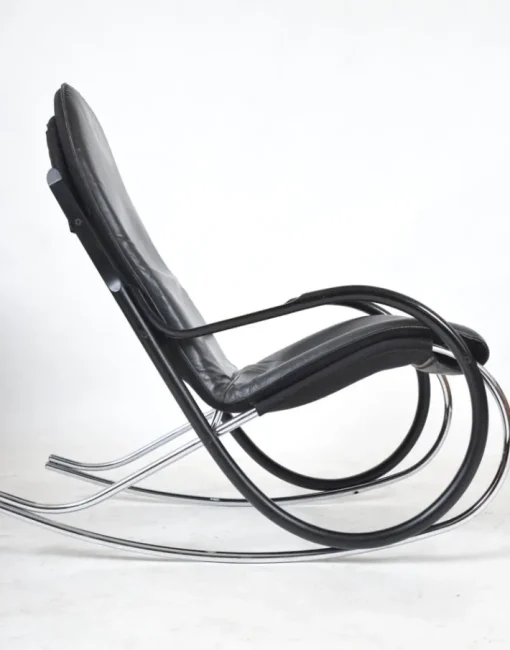 Pamono Nonna Rocking Chair in Chrome & Leather by Paul Tuttle for Strässle International, Switzerland, 1972 Online