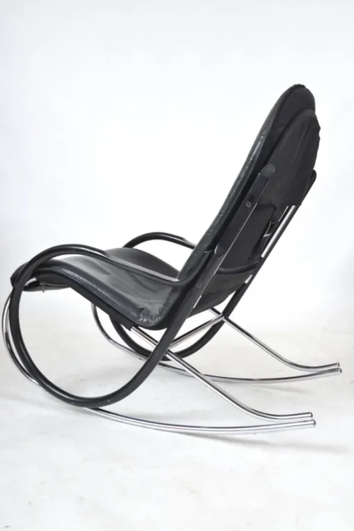 Pamono Nonna Rocking Chair in Chrome & Leather by Paul Tuttle for Strässle International, Switzerland, 1972 Online
