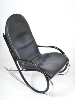 Pamono Nonna Rocking Chair in Chrome & Leather by Paul Tuttle for Strässle International, Switzerland, 1972 Online