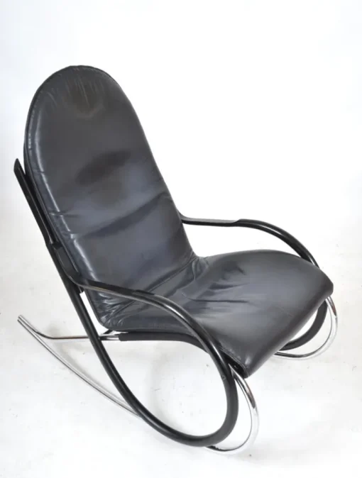 Pamono Nonna Rocking Chair in Chrome & Leather by Paul Tuttle for Strässle International, Switzerland, 1972 Online