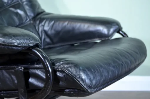 Pamono Norwegian Leather Swivel Chair from Skoghaug, 1960s Hot
