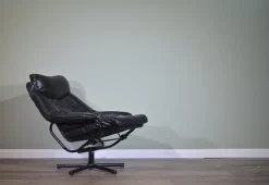 Pamono Norwegian Leather Swivel Chair from Skoghaug, 1960s Hot