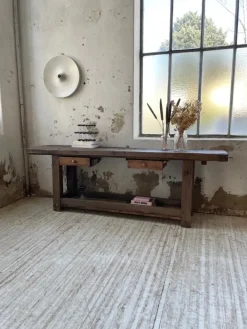 Pamono Oak Console Workbench, 1950s Hot