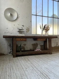 Pamono Oak Console Workbench, 1950s Hot