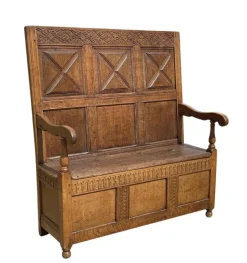 Pamono Oak Storage Bench, 19th Century