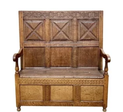 Pamono Oak Storage Bench, 19th Century