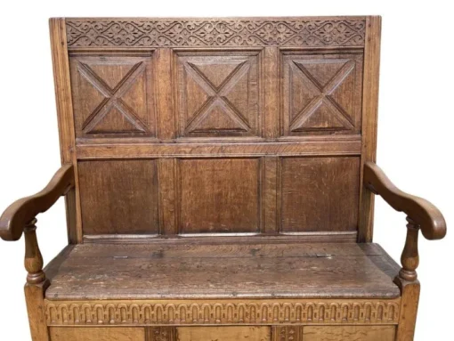 Pamono Oak Storage Bench, 19th Century