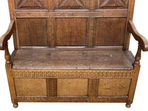 Pamono Oak Storage Bench, 19th Century