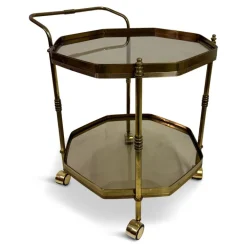 Pamono Octagonal Brass Drinks Trolley, 1980s New