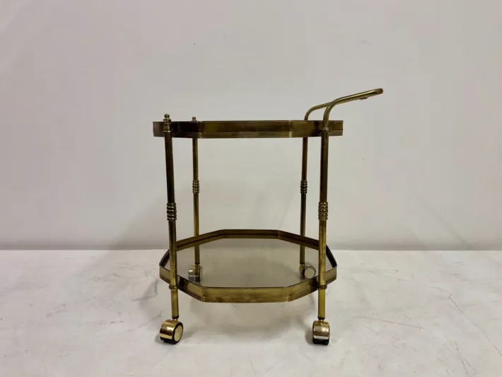 Pamono Octagonal Brass Drinks Trolley, 1980s New