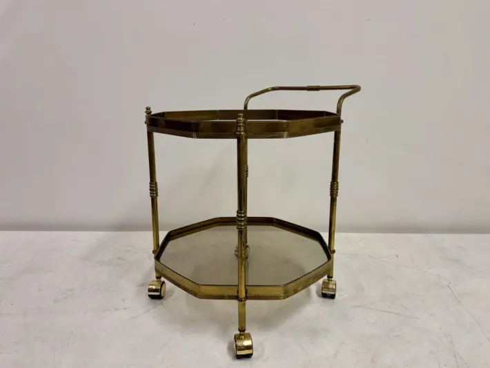 Pamono Octagonal Brass Drinks Trolley, 1980s New