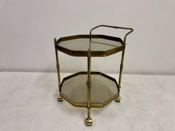 Pamono Octagonal Brass Drinks Trolley, 1980s New