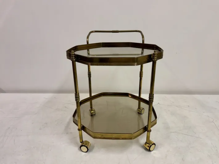 Pamono Octagonal Brass Drinks Trolley, 1980s New
