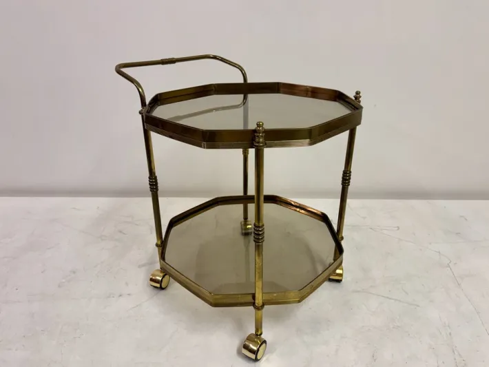 Pamono Octagonal Brass Drinks Trolley, 1980s New