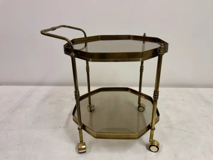 Pamono Octagonal Brass Drinks Trolley, 1980s New