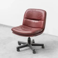 Pamono Office Chair in Burgundy Leather, 1970s Discount