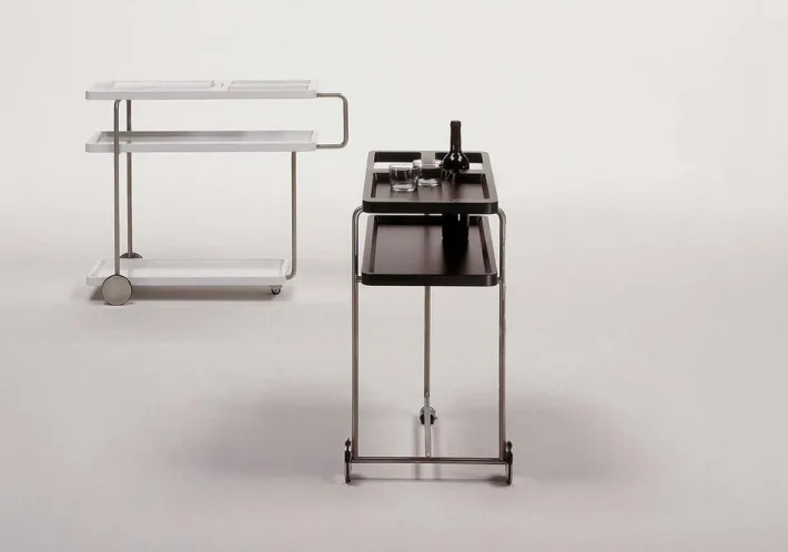 Pamono Ok! Black Cocktail Serving Bar Trolley in Chromed Finish from BD Barcelona Discount