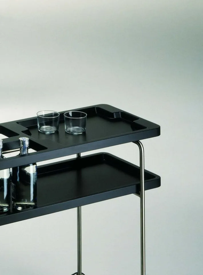 Pamono Ok! Black Cocktail Serving Bar Trolley in Chromed Finish from BD Barcelona Discount