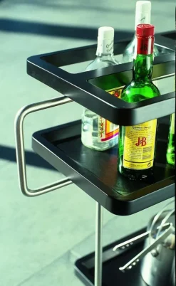 Pamono Ok! Black Cocktail Serving Bar Trolley in Chromed Finish from BD Barcelona Discount