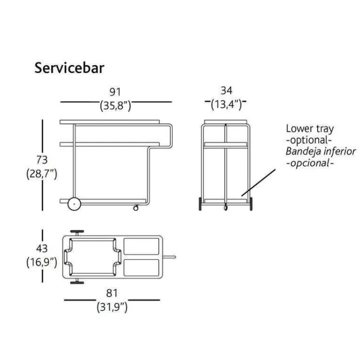 Pamono Ok! Black Cocktail Serving Bar Trolley in Chromed Finish from BD Barcelona Discount