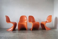 Pamono Orange Panton Chairs by Verner Panton for Herman Miller, 1970s, Set of 4 Clearance