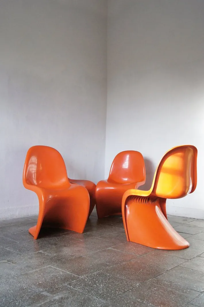 Pamono Orange Panton Chairs by Verner Panton for Herman Miller, 1970s, Set of 4 Clearance