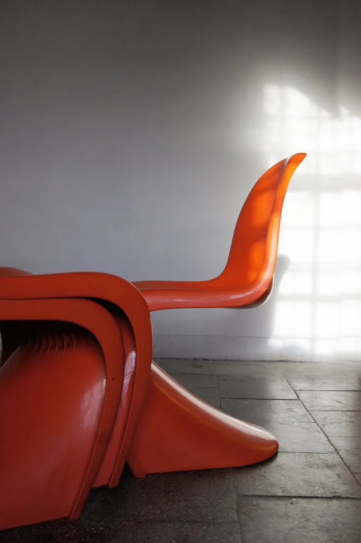 Pamono Orange Panton Chairs by Verner Panton for Herman Miller, 1970s, Set of 4 Clearance