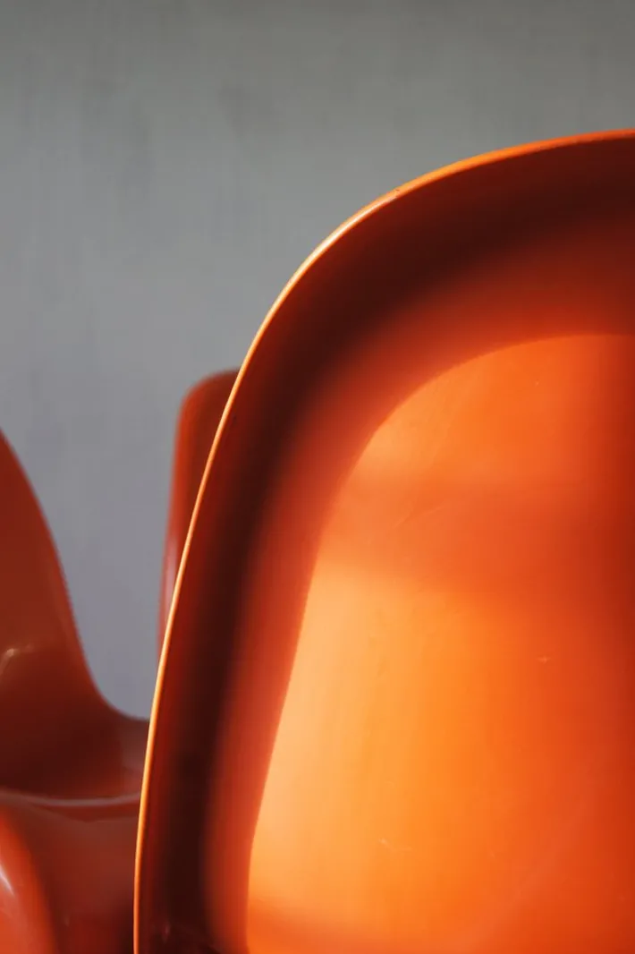Pamono Orange Panton Chairs by Verner Panton for Herman Miller, 1970s, Set of 4 Clearance