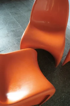 Pamono Orange Panton Chairs by Verner Panton for Herman Miller, 1970s, Set of 4 Clearance